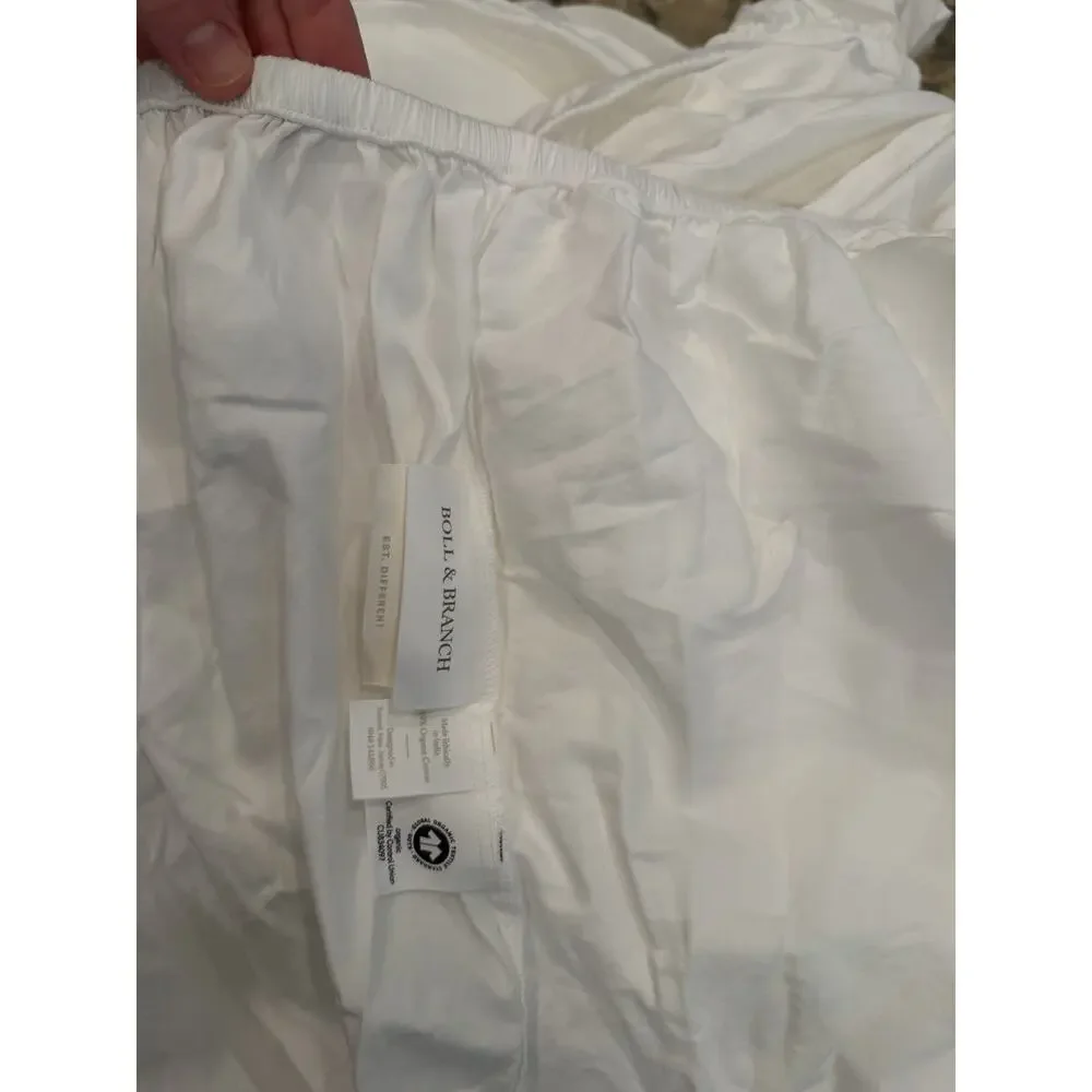 Boll & Branch Organic Cotton King Sheet Set White Pewter Trim NEW $378